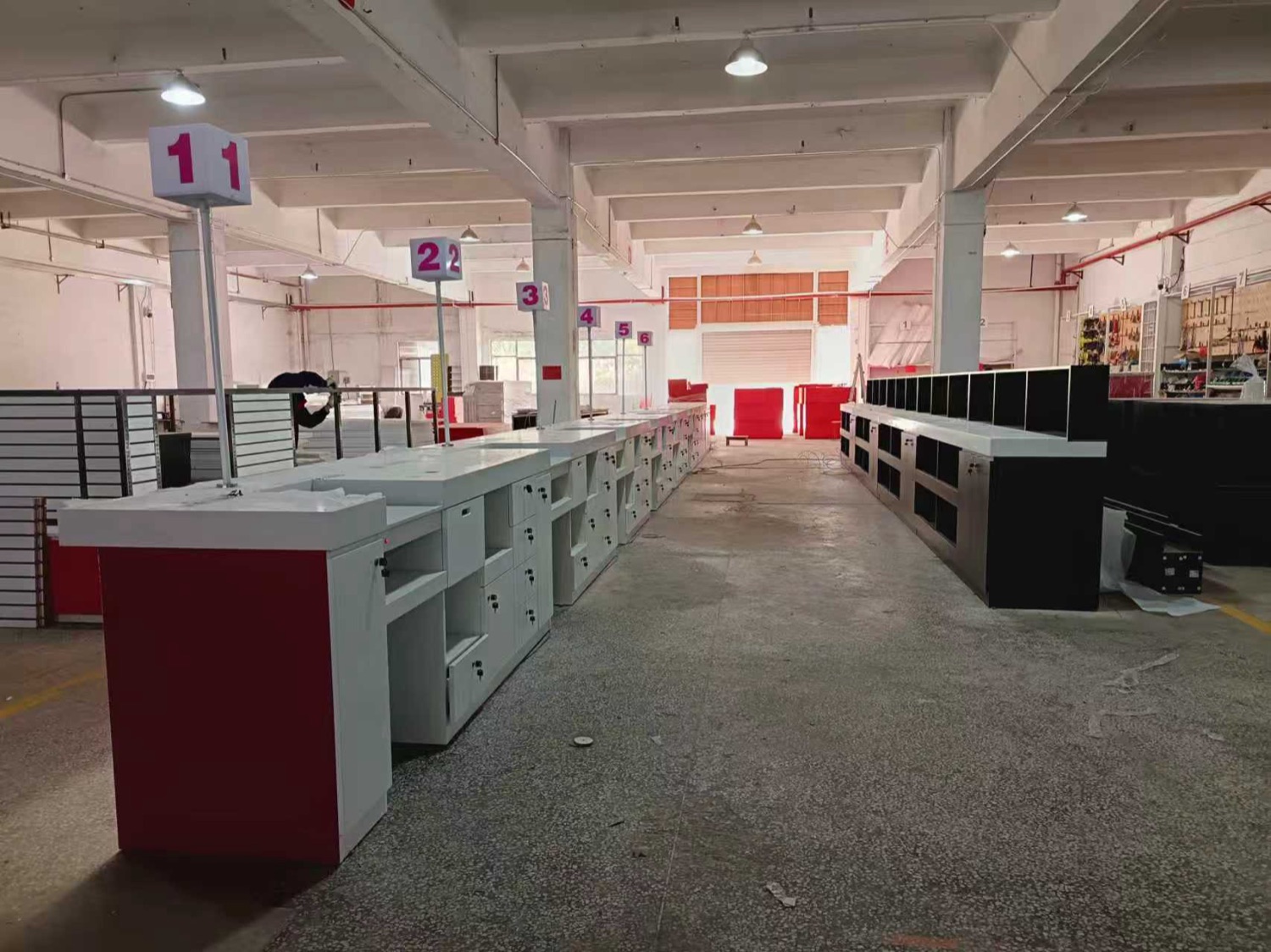 Retail fixtures under construction in the manufacturing facility